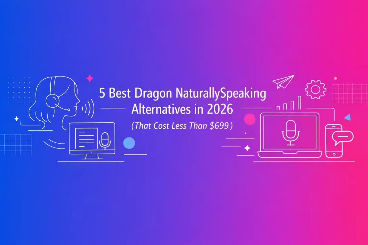 Featured image for article: 5 Best Dragon NaturallySpeaking Alternatives in 2026 (That Cost Less Than $699)