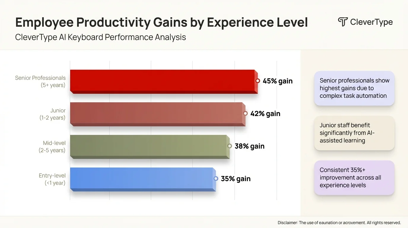 Employee Productivity Gains by Experience Level with CleverType AI Keyboard