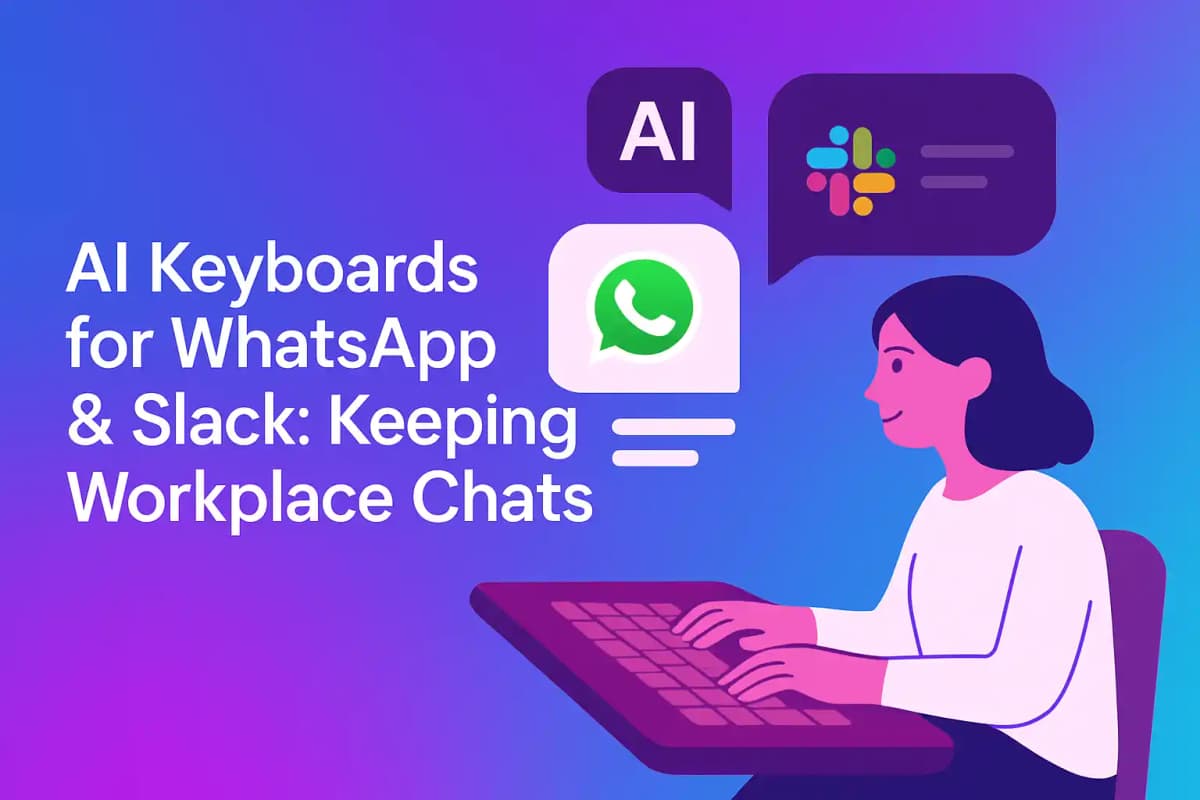 Featured image for article: AI Keyboards for WhatsApp & Slack: Keeping Workplace Chats