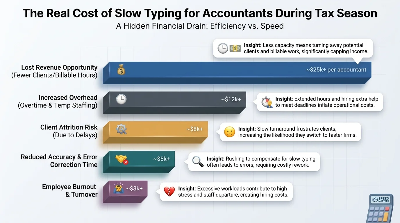 Data comparison chart showing the real cost of slow typing and email mistakes for accountants during tax season