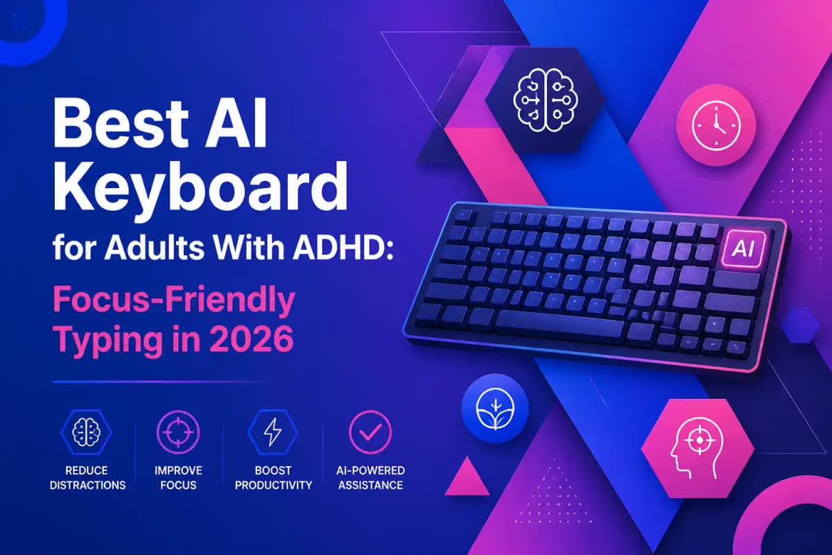 Featured image for article: Best AI Keyboard for Adults With ADHD: Focus-Friendly Typing in 2026