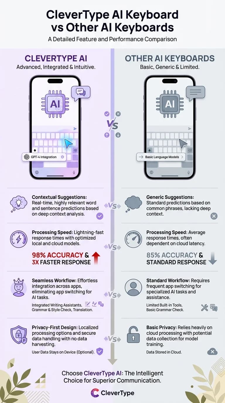CleverType AI Keyboard vs Other AI Keyboards - Feature Comparison
