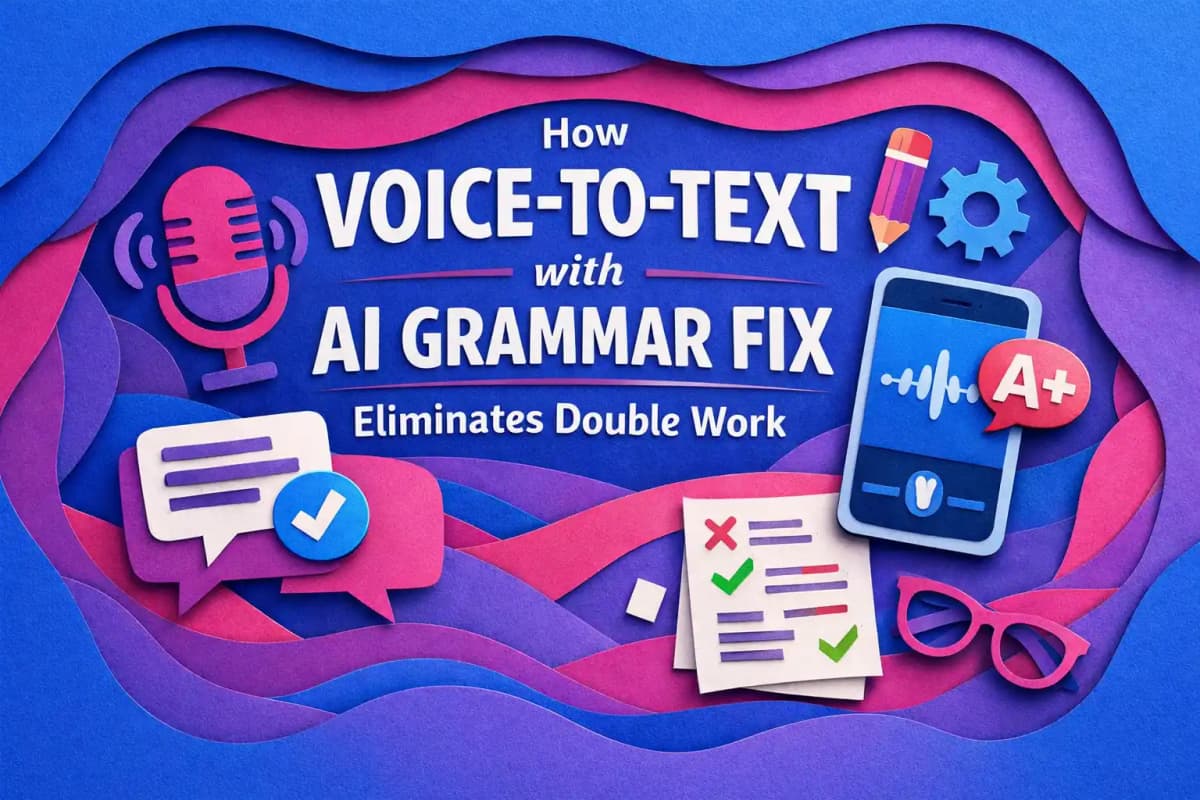 Featured image for article: How Voice-to-Text with AI Grammar Fix Eliminates Double Work