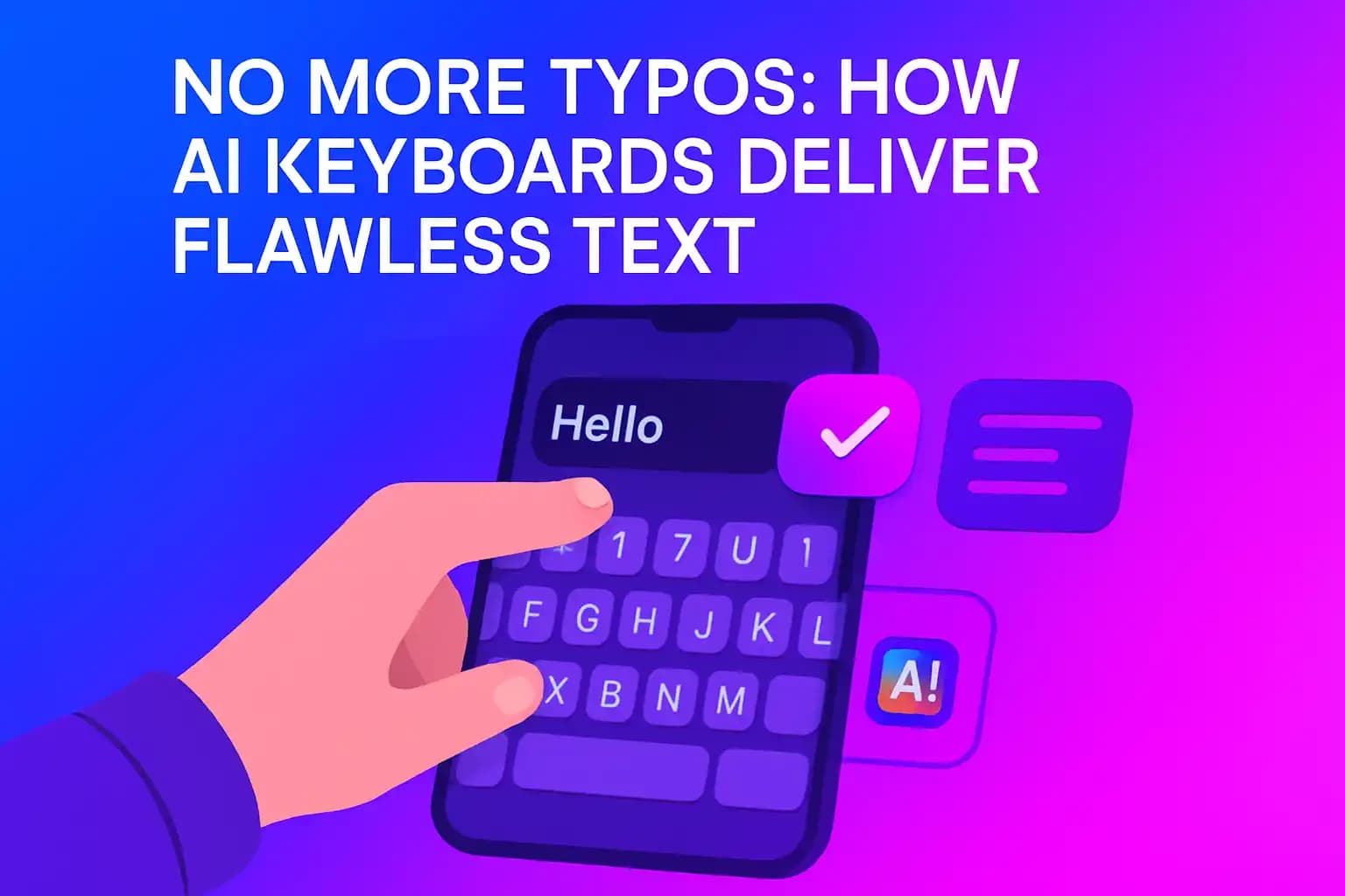 AI keyboard technology correcting text on a smartphone screen
