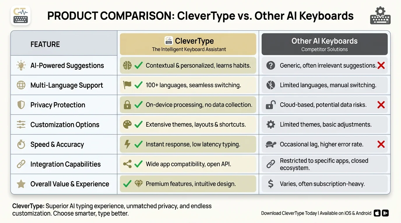 CleverType vs Other AI Keyboards: Feature Comparison Matrix