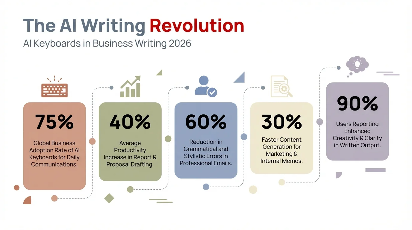 Key statistics showing the AI writing revolution in business communication for 2026