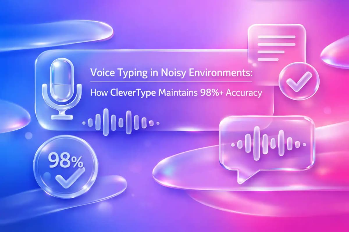 Featured image for article: Voice Typing in Noisy Environments: How CleverType Maintains 98%+ Accuracy