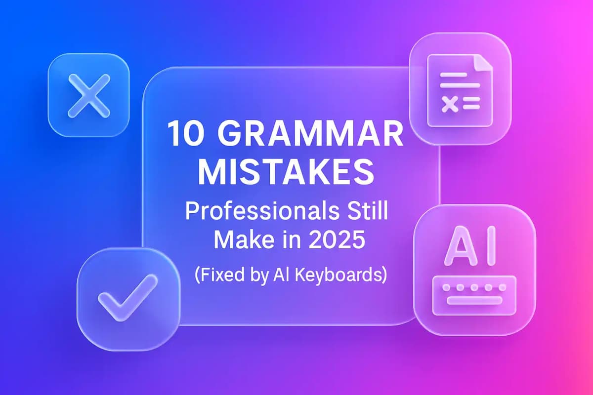 CleverType Blog Post Thumbnail: 10 Grammar Mistakes Professionals Still Make in 2025 (Fixed by AI Keyboards) Featured image for article: 10 Grammar Mistakes Professionals Still Make in 2025 (Fixed by AI Keyboards)