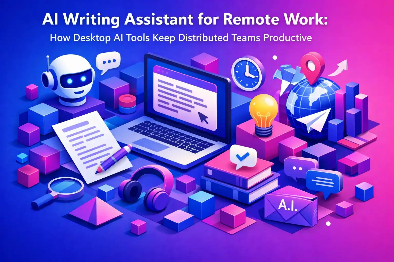 CleverType Blog Post Thumbnail: AI Writing Assistant for Remote Work: How Desktop AI Tools Keep Distributed Teams Productive Featured image for article: AI Writing Assistant for Remote Work: How Desktop AI Tools Keep Distributed Teams Productive
