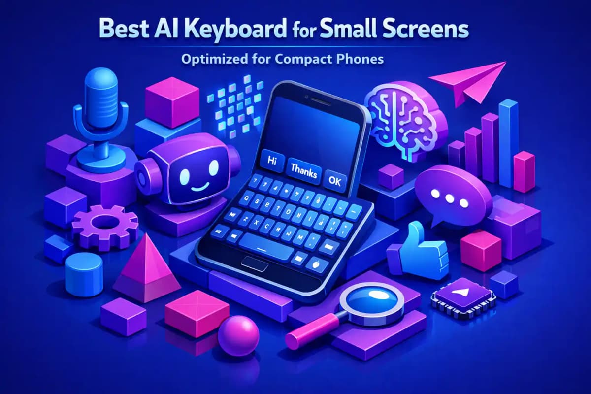 CleverType Blog Post Thumbnail: Best AI Keyboard for Small Screens: Optimized for Compact Phones Featured image for article: Best AI Keyboard for Small Screens: Optimized for Compact Phones