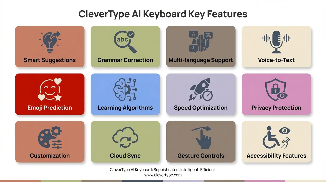 CleverType AI Keyboard Essential Features - Grammar, Multilingual Support, Privacy, and More