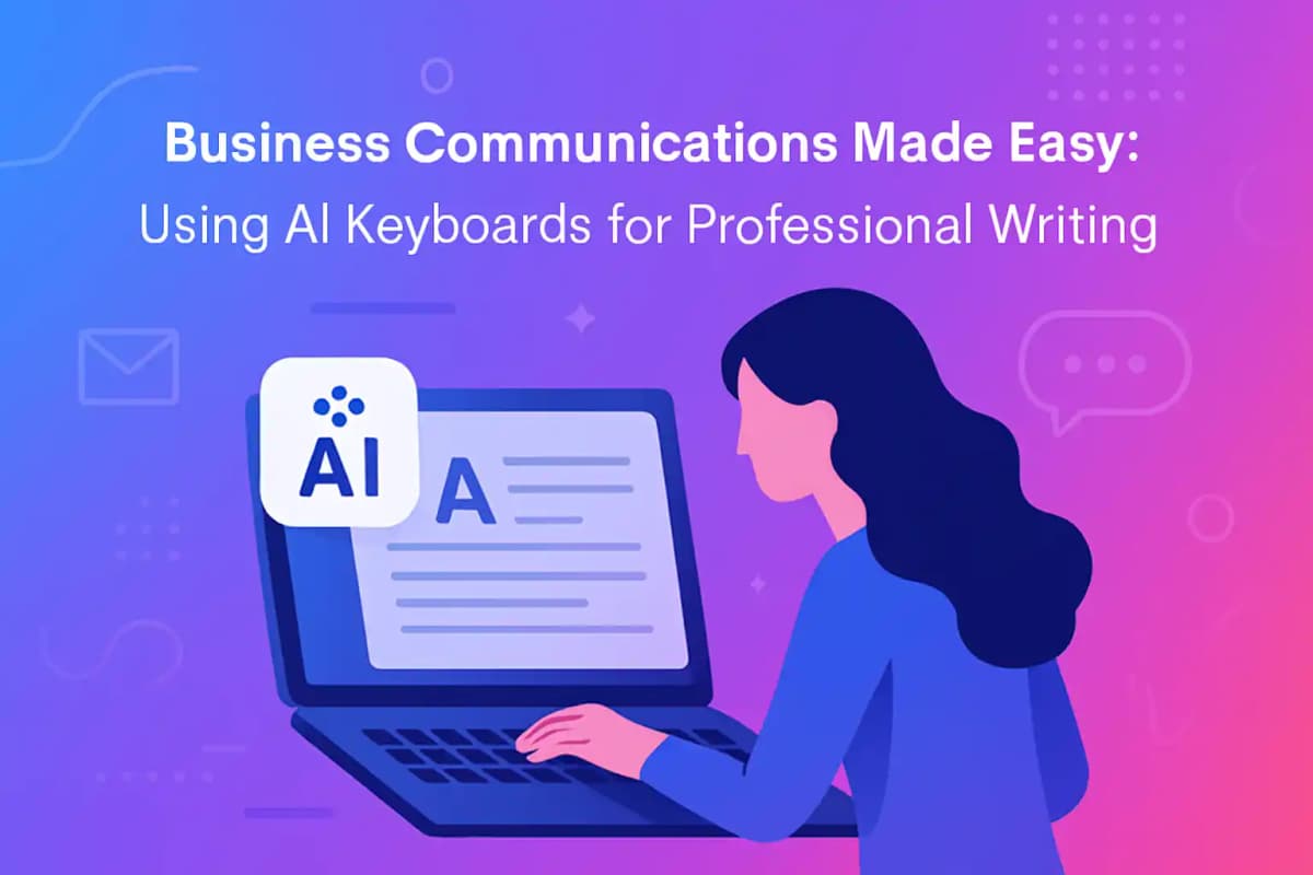 CleverType Blog Post Thumbnail: Business Communications Made Easy: Using AI Keyboards for Professional Writing Featured image for article: Business Communications Made Easy: Using AI Keyboards for Professional Writing