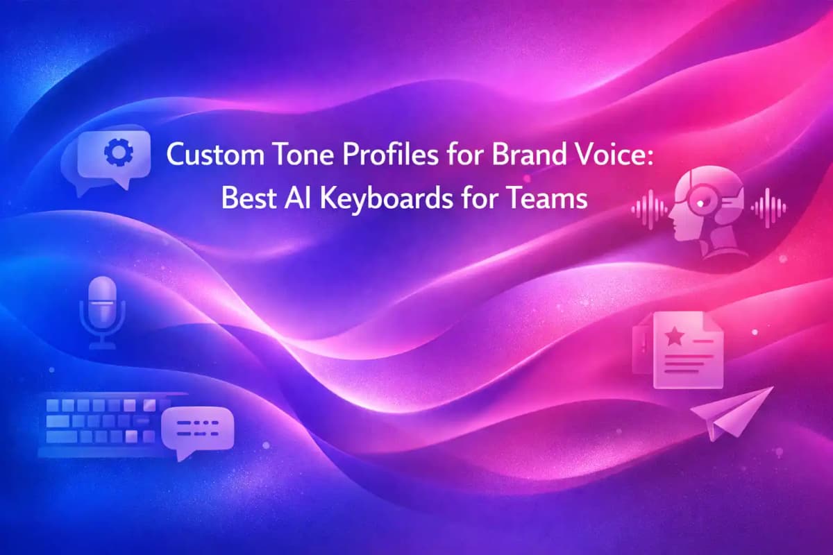 CleverType Blog Post Thumbnail: Custom Tone Profiles for Brand Voice: Best AI Keyboards for Teams Featured image for article: Custom Tone Profiles for Brand Voice: Best AI Keyboards for Teams
