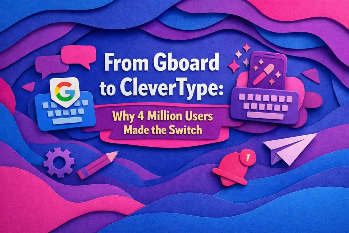 CleverType Blog Post Thumbnail: From Gboard to CleverType: Why 4 Million Users Made the Switch Featured image for article: From Gboard to CleverType: Why 4 Million Users Made the Switch