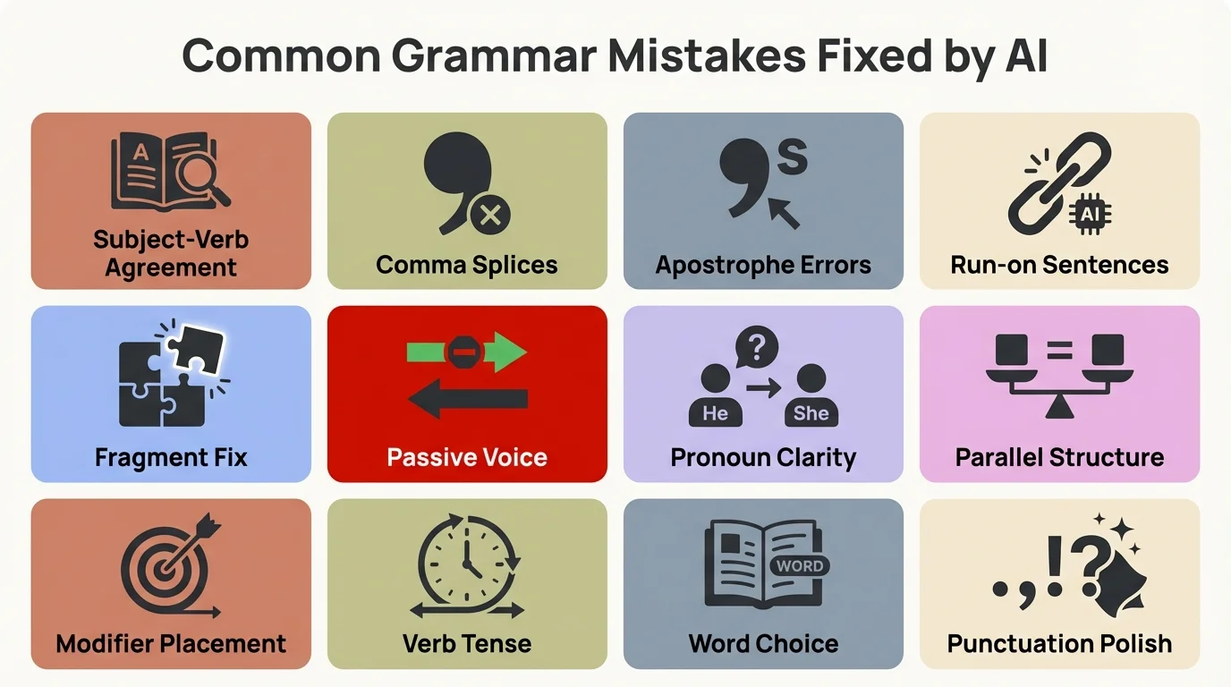 Common Grammar Mistakes Fixed by AI - Quick Reference Guide