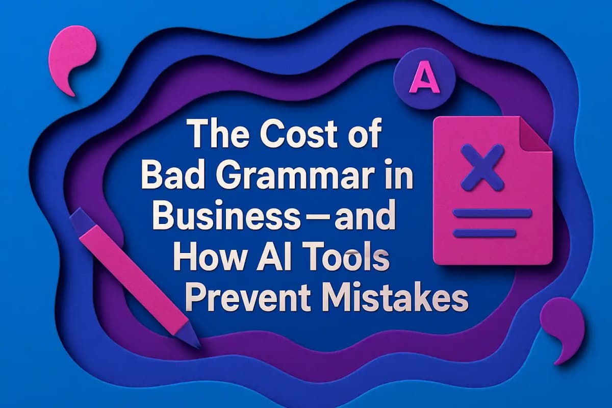CleverType Blog Post Thumbnail: The Cost of Bad Grammar in Business—and How AI Tools Prevent Mistakes Featured image for article: The Cost of Bad Grammar in Business—and How AI Tools Prevent Mistakes
