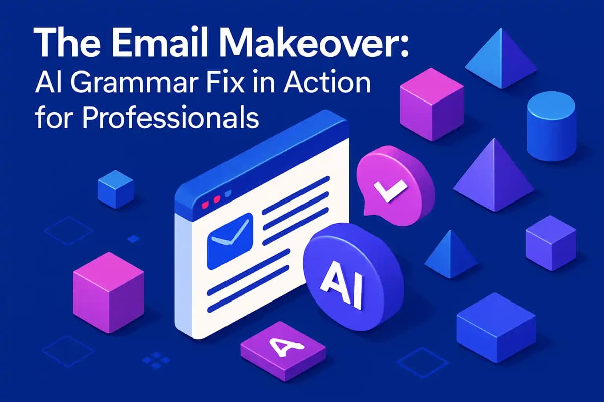 CleverType Blog Post Thumbnail: The Email Makeover: AI Grammar Fix in Action for Professionals Featured image for article: The Email Makeover: AI Grammar Fix in Action for Professionals