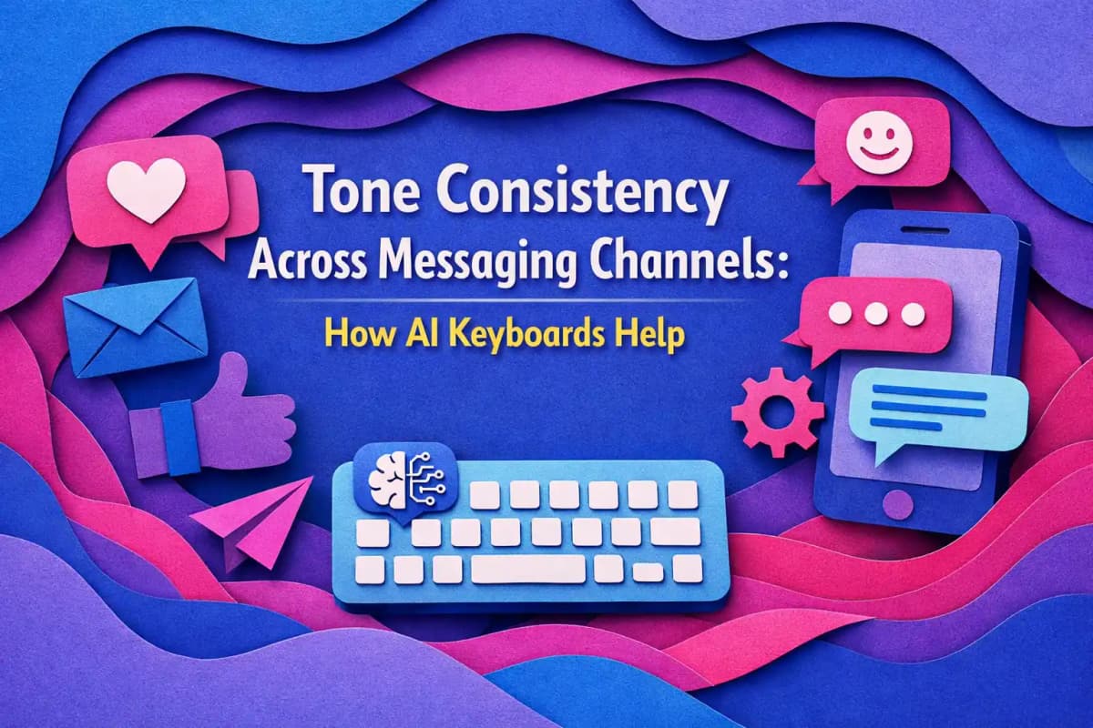 CleverType Blog Post Thumbnail: Tone Consistency Across Messaging Channels: How AI Keyboards Help Featured image for article: Tone Consistency Across Messaging Channels: How AI Keyboards Help