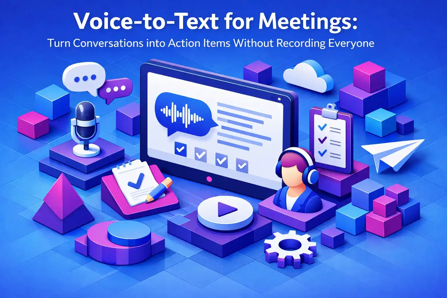 CleverType Blog Post Thumbnail: Voice-to-Text for Meetings: Turn Conversations into Action Items Without Recording Everyone Featured image for article: Voice-to-Text for Meetings: Turn Conversations into Action Items Without Recording Everyone