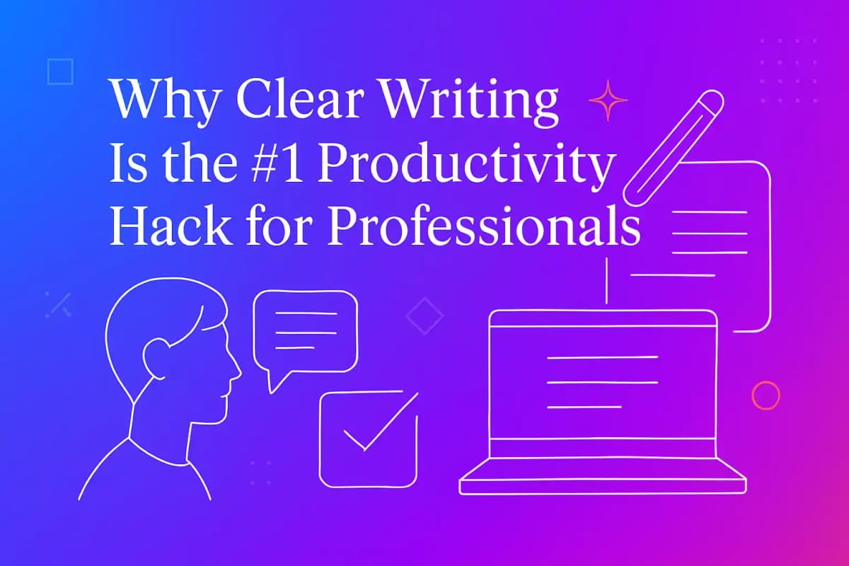 CleverType Blog Post Thumbnail: Why Clear Writing Is the #1 Productivity Hack for Professionals Featured image for article: Why Clear Writing Is the #1 Productivity Hack for Professionals